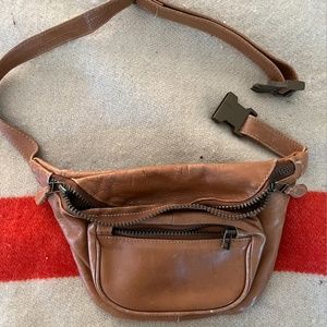 Brown leather fanny pack waist bag
